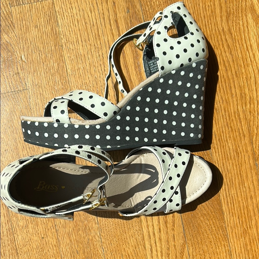 Rachel Antonoff Danita  as Black and cream Polka Dot Wedges
